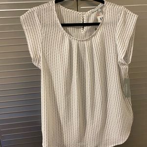 Sweet Rain Casual Dressy Top Button Back Flowy Black & White.